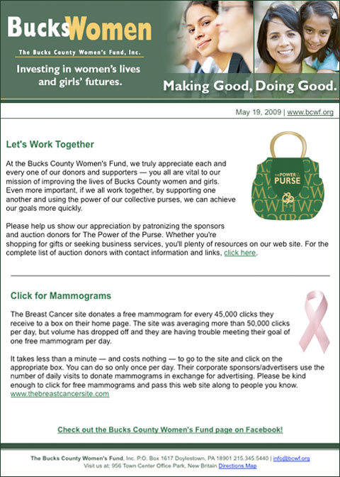 Bucks County Women's Fund, www.bcwf.org